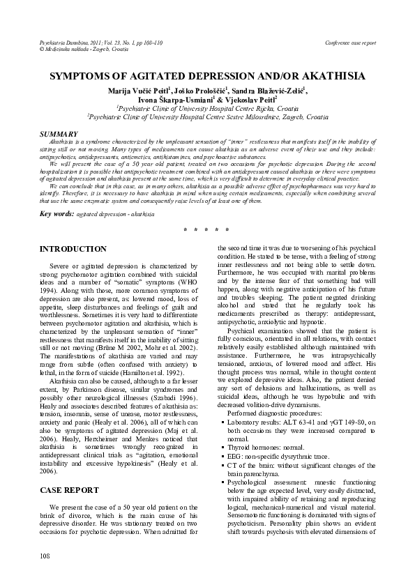 (PDF) Symptoms of agitated depression and/or akathisia
