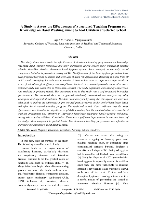 (PDF) A Study to Assess the Effectiveness of Structured Teaching ...
