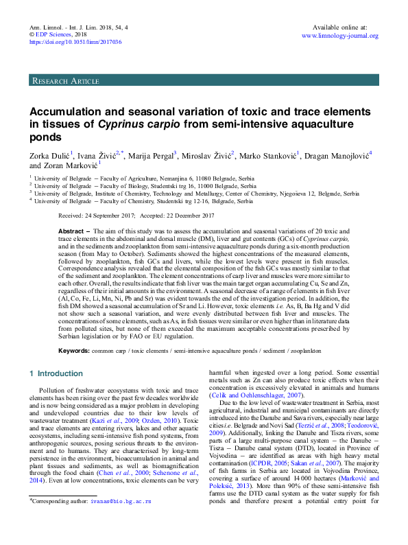 (PDF) Accumulation and seasonal variation of toxic and trace elements ...