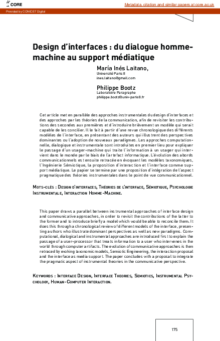 (PDF) Design d'interfaces : du dialogue homme-machine au support médiatique