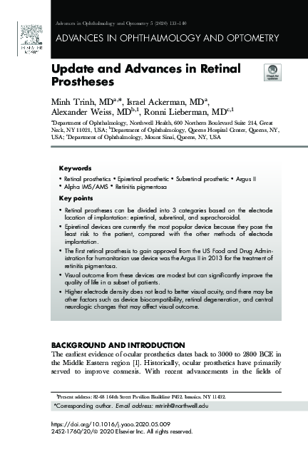 (PDF) Update and Advances in Retinal Prostheses