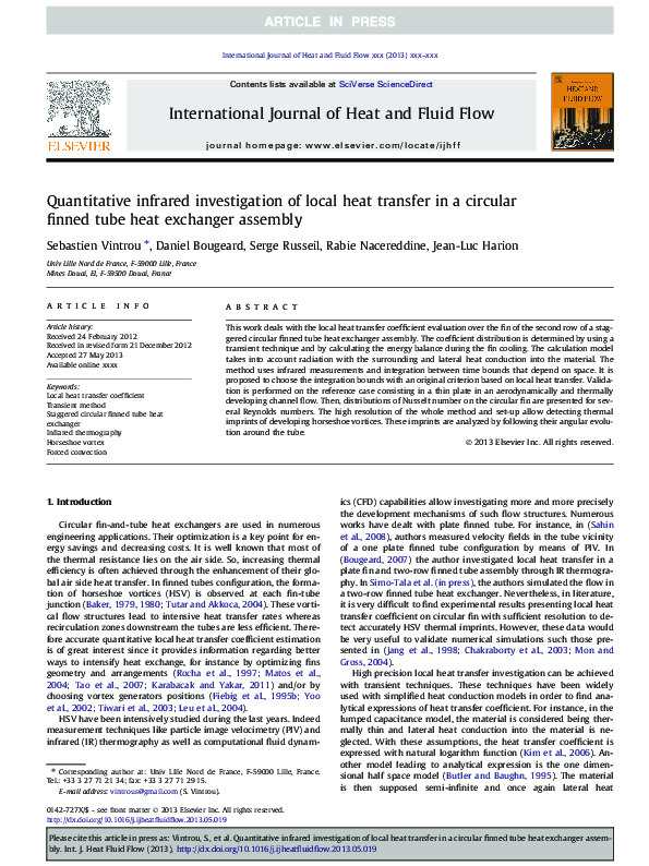 (PDF) Quantitative infrared investigation of local heat transfer in a ...