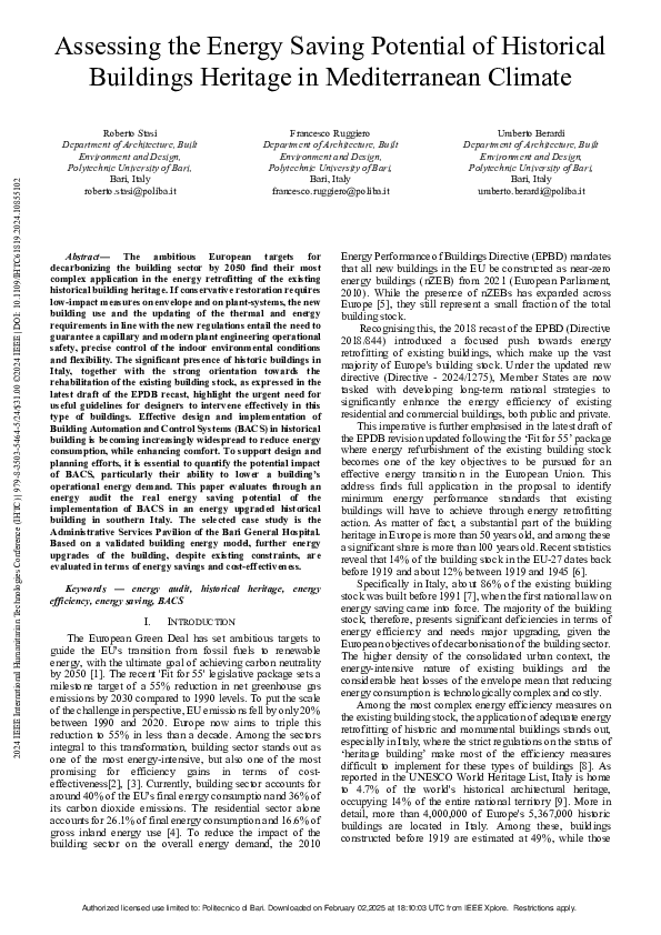 (PDF) Assessing the Energy Saving Potential of Historical Buildings ...