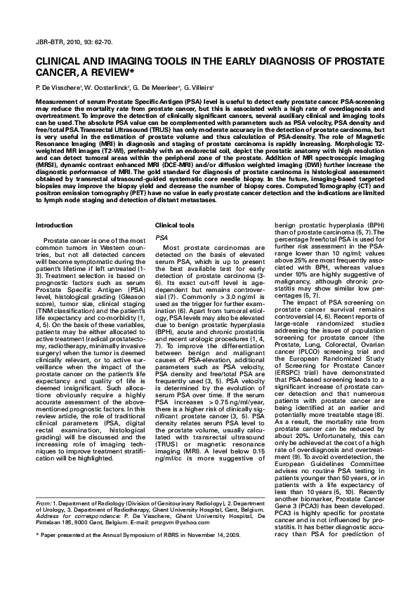 (PDF) Clinical and imaging tools in the early diagnosis of prostate ...