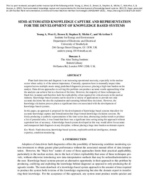 (PDF) Semi-Automated Knowledge Capture and Representation for the ...