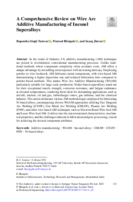 (PDF) A Comprehensive Review on Wire Arc Additive Manufacturing of ...