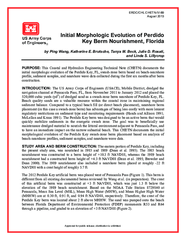 (PDF) Initial Morphologic Evolution of Perdido Key Berm Nourishment ...