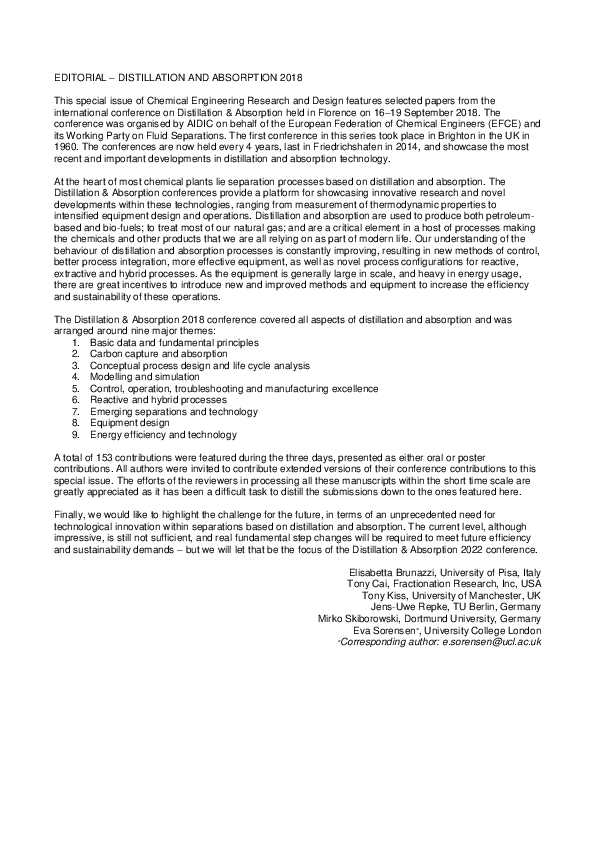 (PDF) Distillation & Absorption 2018
