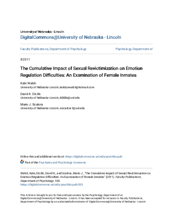 (PDF) The Cumulative Impact on Emotion Regulation Difficulties: An ...