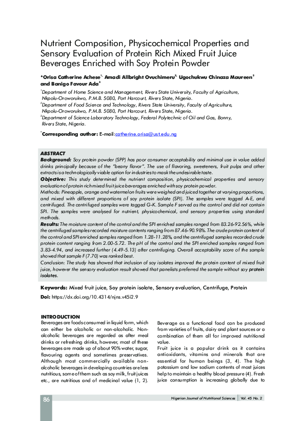 (PDF) Nutrient Composition, Physicochemical Properties and Sensory ...