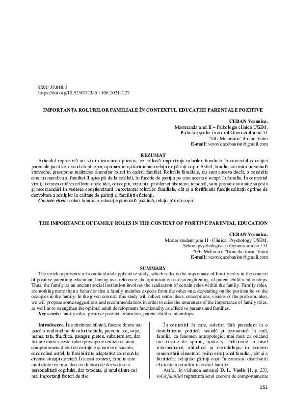 (PDF) The importance of family roles in the context of positive ...