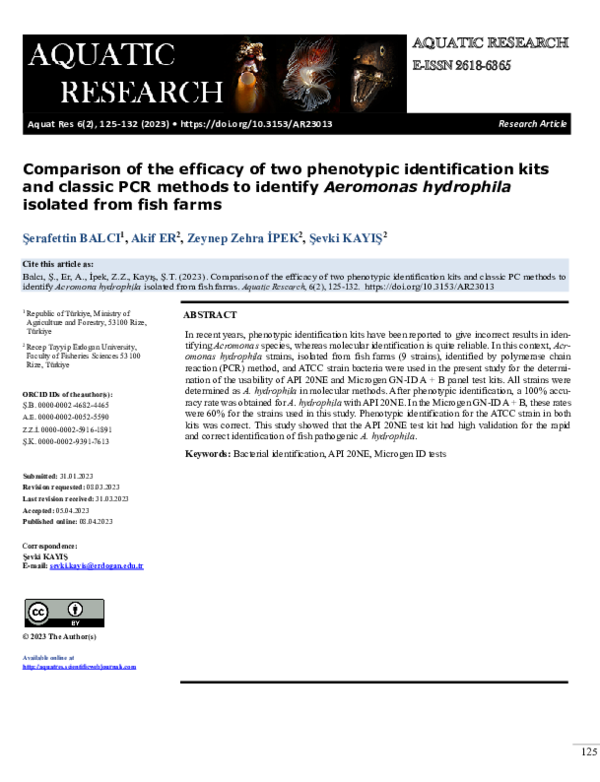 (PDF) Comparison of the efficacy of two phenotypic identification kits ...