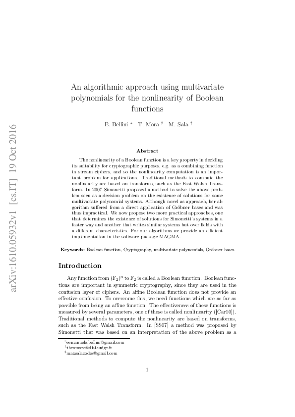 (PDF) An algorithmic approach using multivariate polynomials for the ...