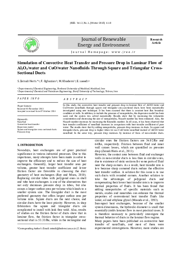 (PDF) Simulation of Convective Heat Transfer and Pressure Drop in ...