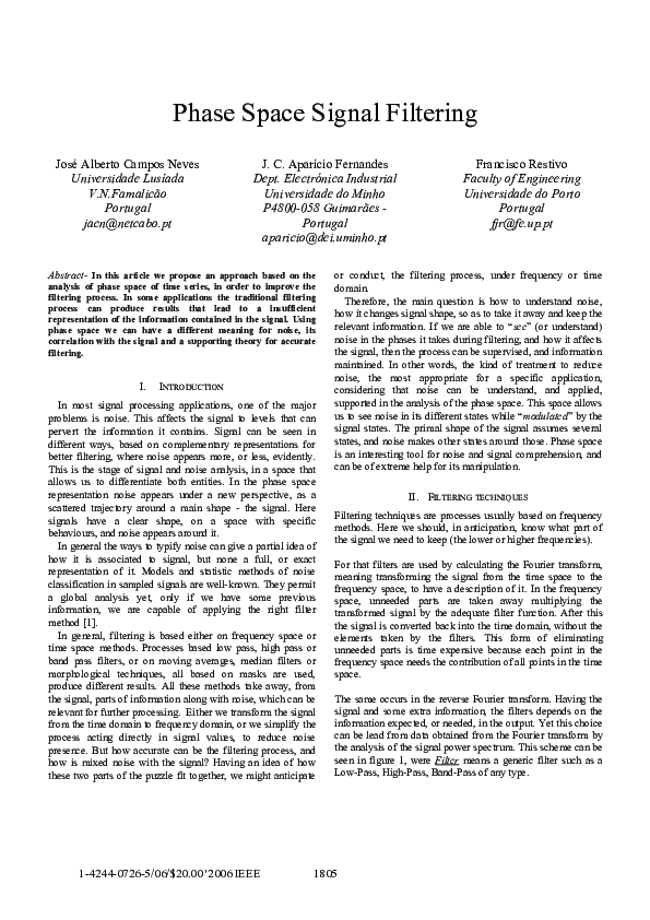 (PDF) Phase Space Signal Filtering