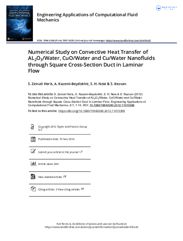 (PDF) Numerical Study on Convective Heat Transfer of AL 2 O 3 /Water ...
