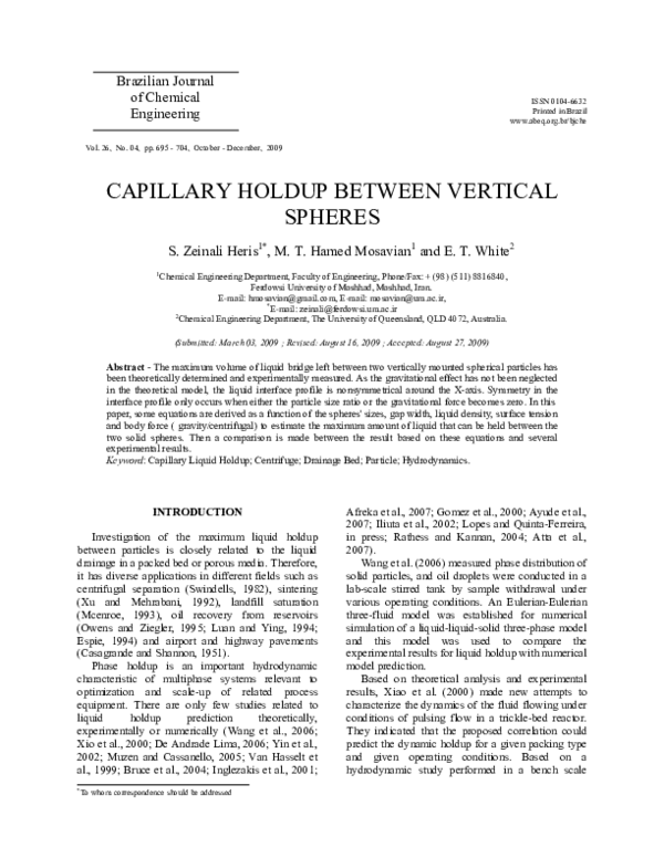 (PDF) Capillary holdup between vertical spheres