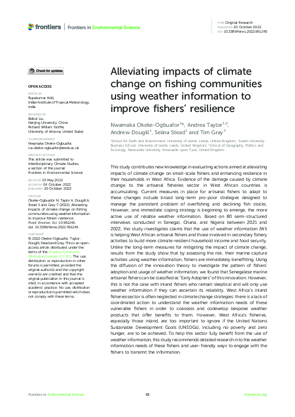 (PDF) Alleviating impacts of climate change on fishing communities ...