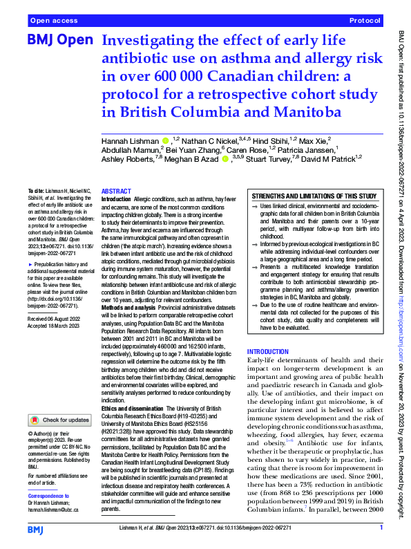 (PDF) Investigating the effect of early life antibiotic use on asthma ...