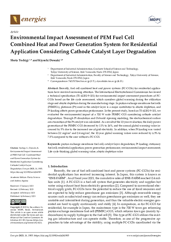 (PDF) Environmental Impact Assessment of PEM Fuel Cell Combined Heat ...