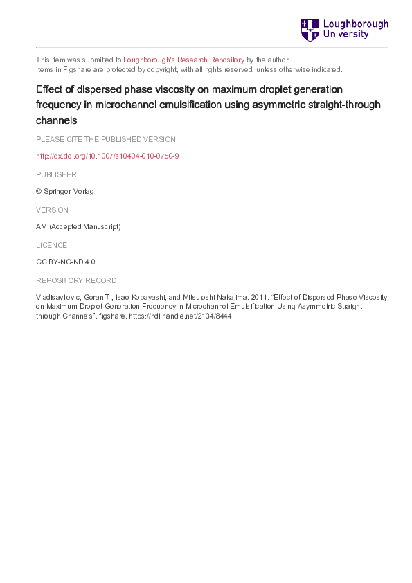 (PDF) Effect of dispersed phase viscosity on maximum droplet generation ...