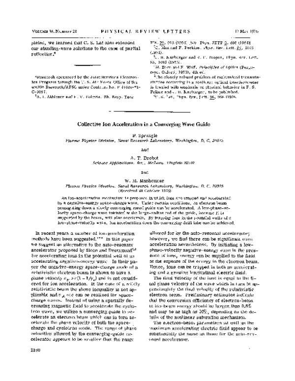 (PDF) Collective Ion Acceleration in a Converging Wave Guide