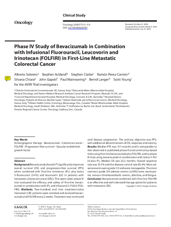 (PDF) Phase IV Study of Bevacizumab in Combination with Infusional ...
