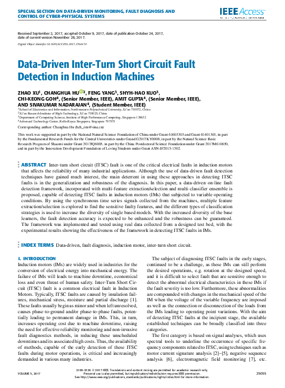 (PDF) Data-Driven Inter-Turn Short Circuit Fault Detection in Induction ...