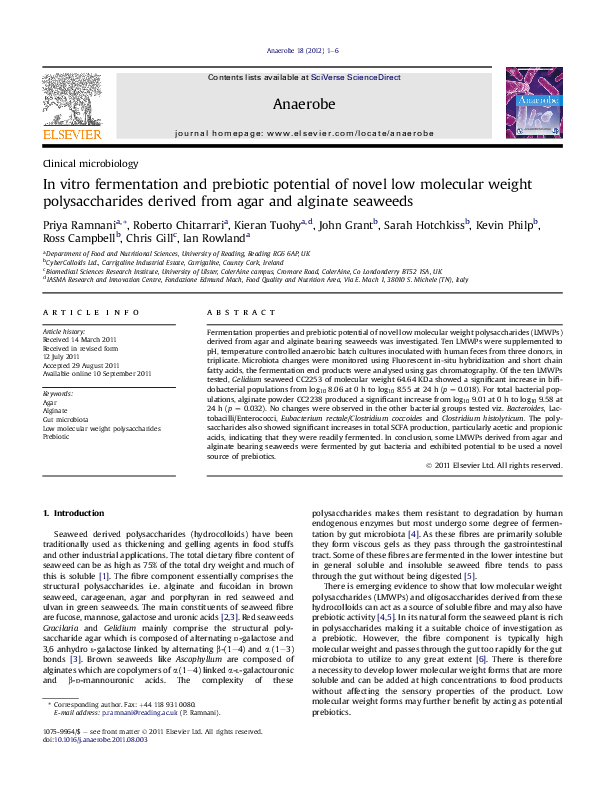 (PDF) In vitro fermentation and prebiotic potential of novel low ...
