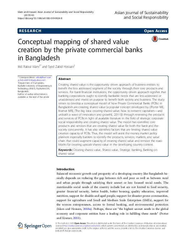 (PDF) Conceptual mapping of shared value creation by the private ...