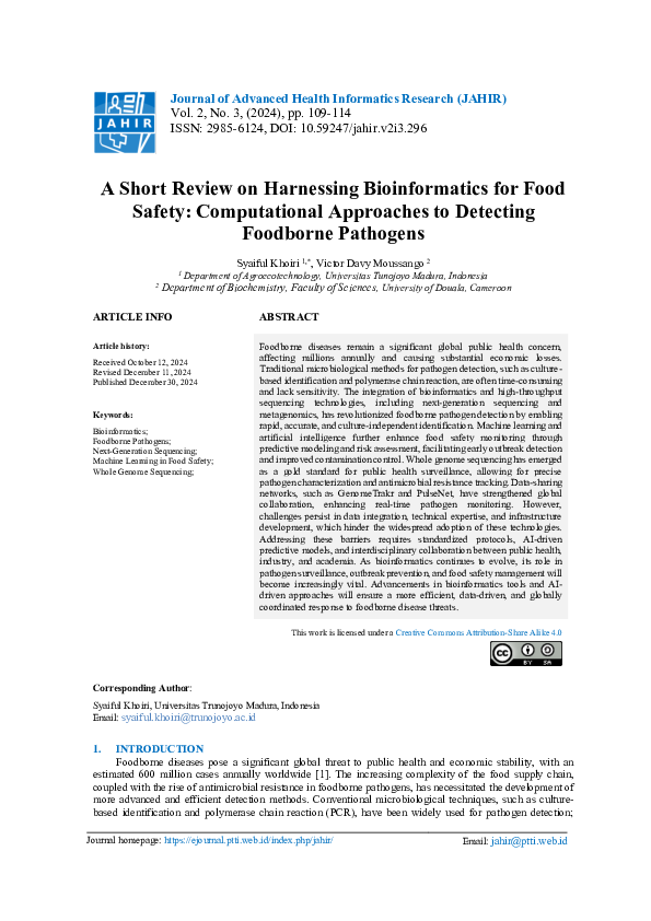 (PDF) A Short Review on Harnessing Bioinformatics for Food Safety ...