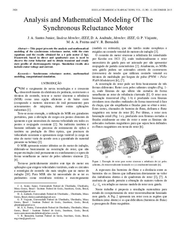 (PDF) Analysis and Mathematical Modeling Of The Synchronous Reluctance ...