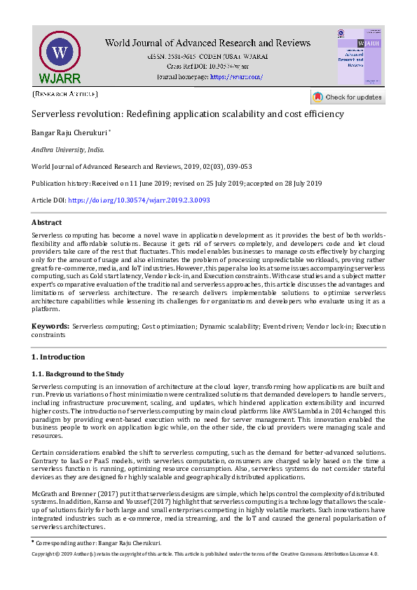 (PDF) Serverless revolution: Redefining application scalability and ...