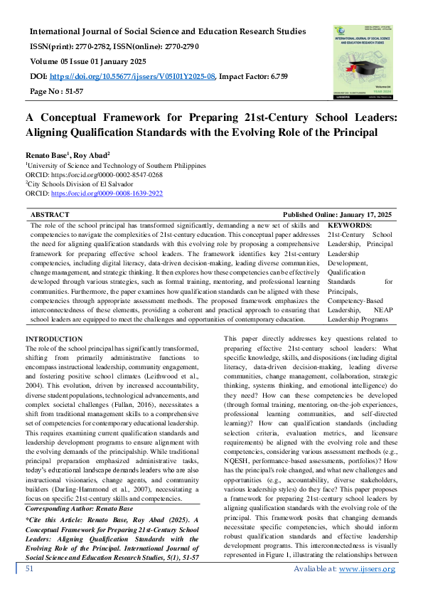 (PDF) A Conceptual Framework for Preparing 21st-Century School Leaders ...