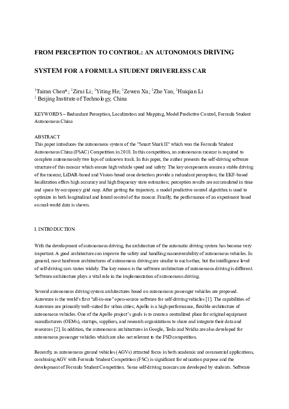 (PDF) From perception to control: an autonomous driving system for a ...