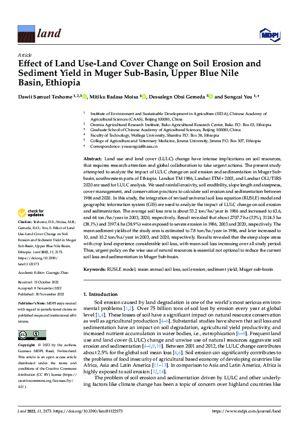 (PDF) Effect of Land Use-Land Cover Change on Soil Erosion and Sediment ...