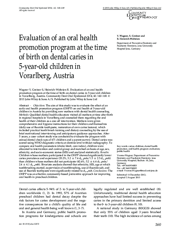 (PDF) Evaluation of an oral health promotion program at the time of ...