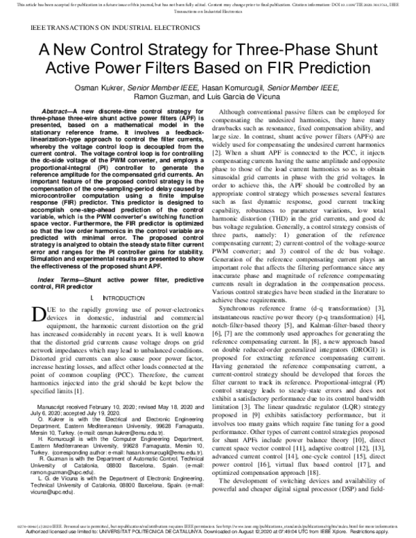(PDF) A New Control Strategy for Three-Phase Shunt Active Power Filters ...