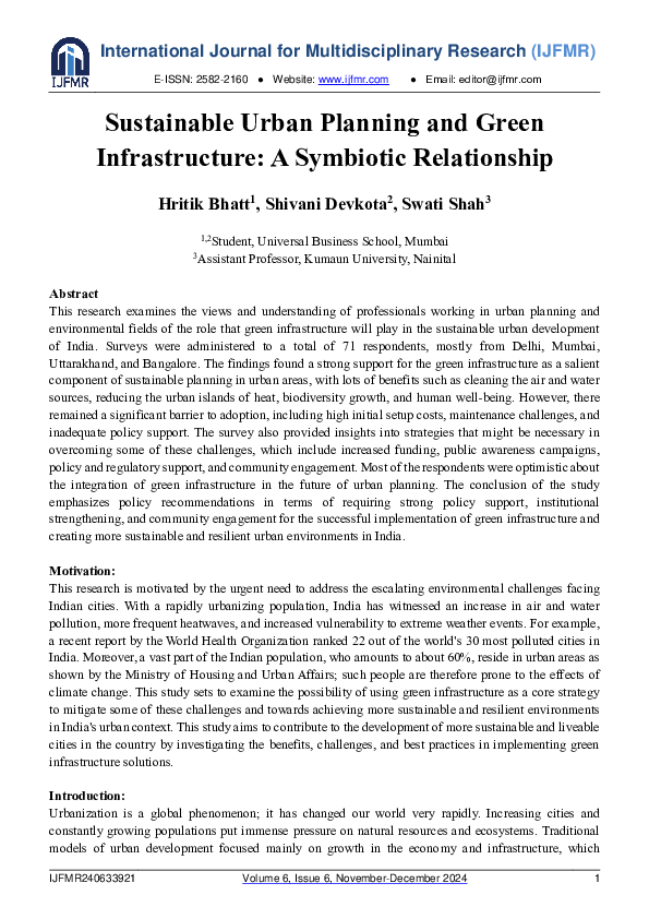 (PDF) Sustainable Urban Planning and Green Infrastructure: A Symbiotic ...