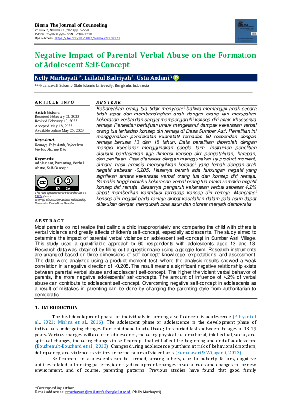 (PDF) Negative Impact of Parental Verbal Abuse on the Formation of ...