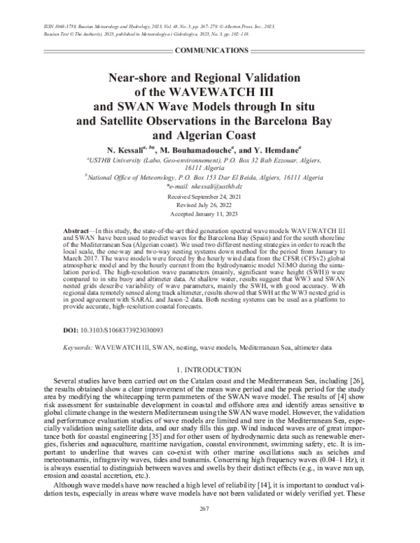 (PDF) Nearshore and Regional Validation of the Wavewatch III and Swan ...
