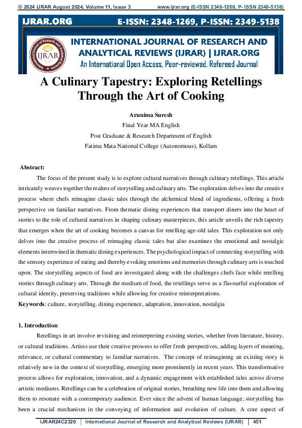 (PDF) A Culinary Tapestry: Exploring Retellings Through the Art of Cooking