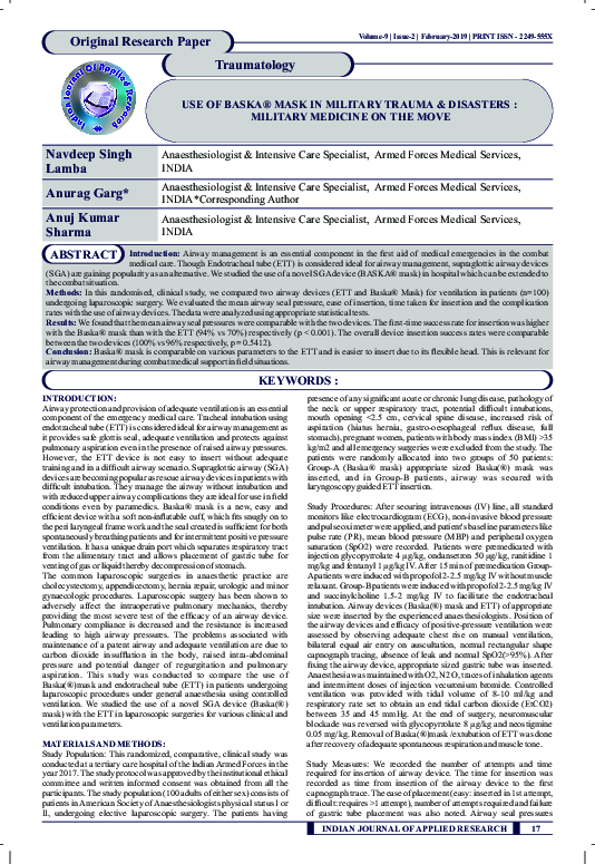 (PDF) Use of Baska Mask in Military Trauma & Disasters : Military ...
