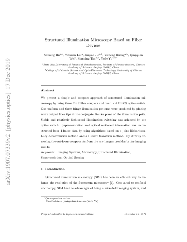 (PDF) Structured illumination microscopy based on fiber devices