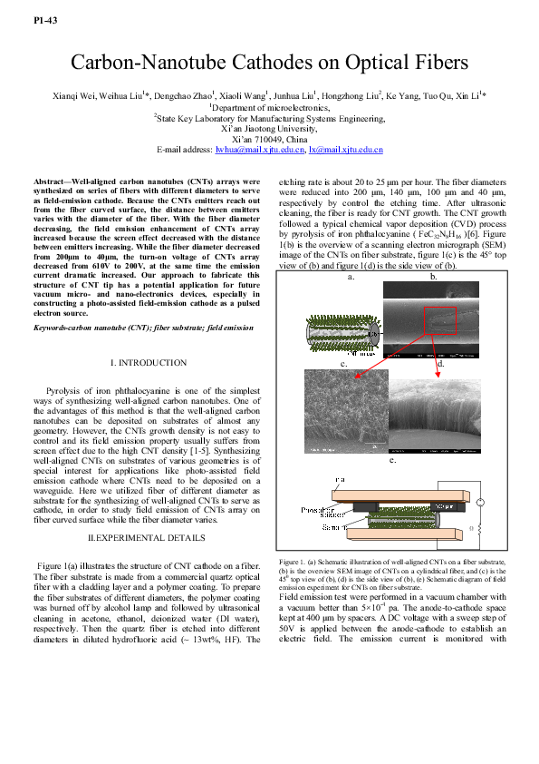 (PDF) Carbon-nanotube cathodes on optical fibers
