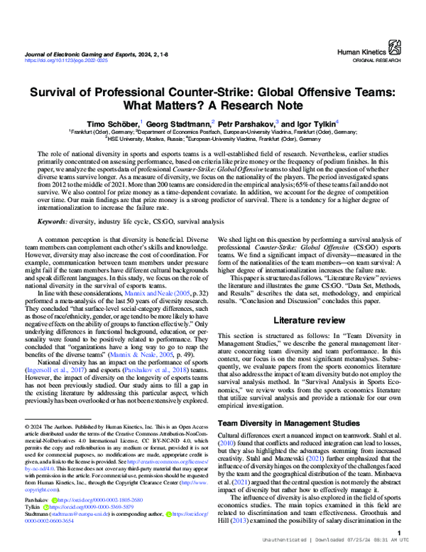 (PDF) Survival of Professional Counter-Strike: Global Offensive Teams ...
