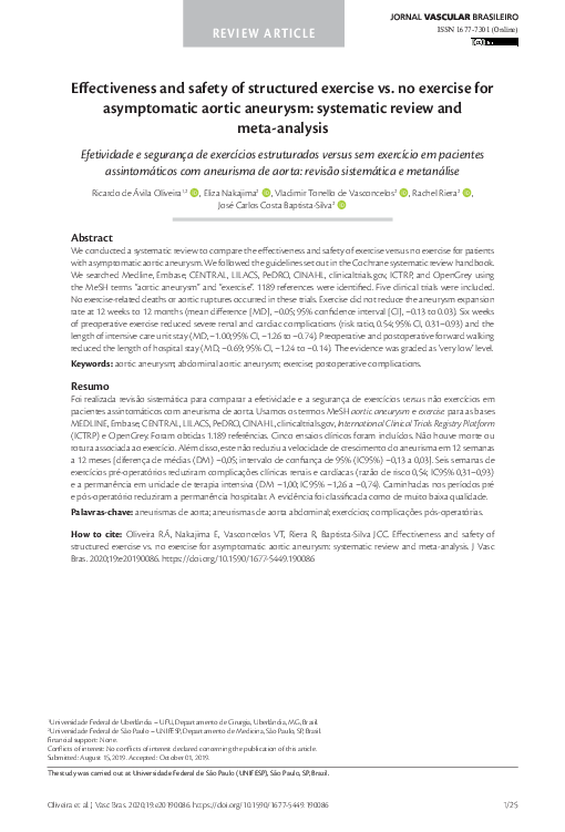 (PDF) Effectiveness and safety of structured exercise vs. no exercise ...