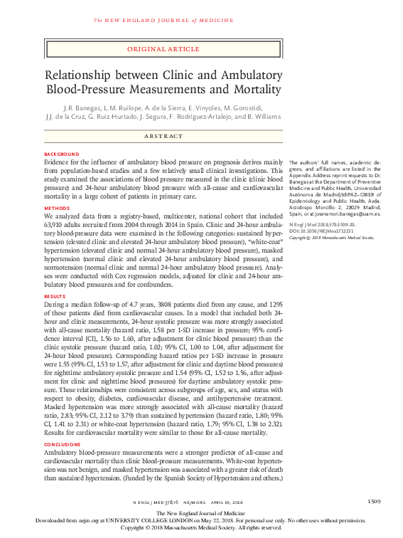 (PDF) Relationship between Clinic and Ambulatory Blood-Pressure ...
