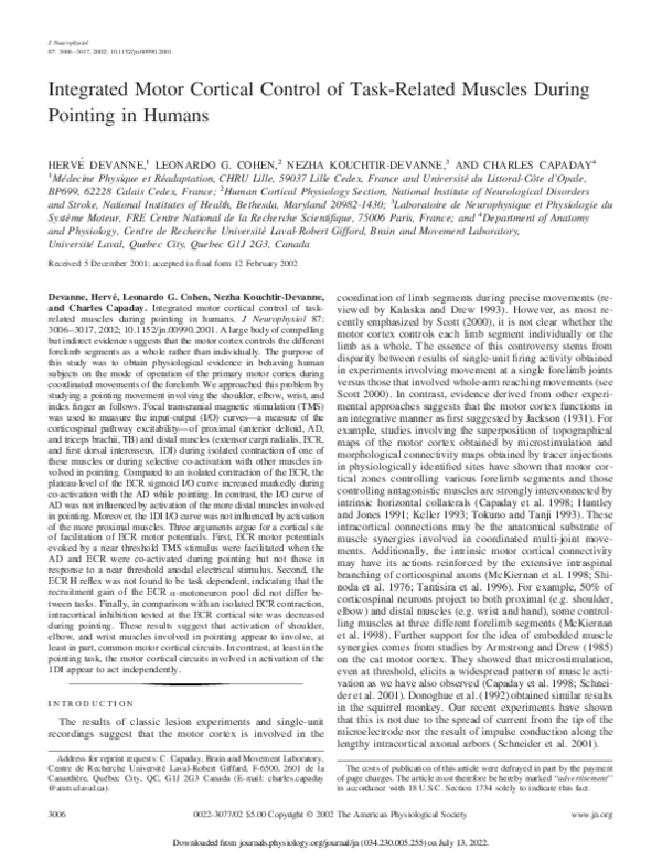 (PDF) Integrated motor cortical control of task-related muscles during ...
