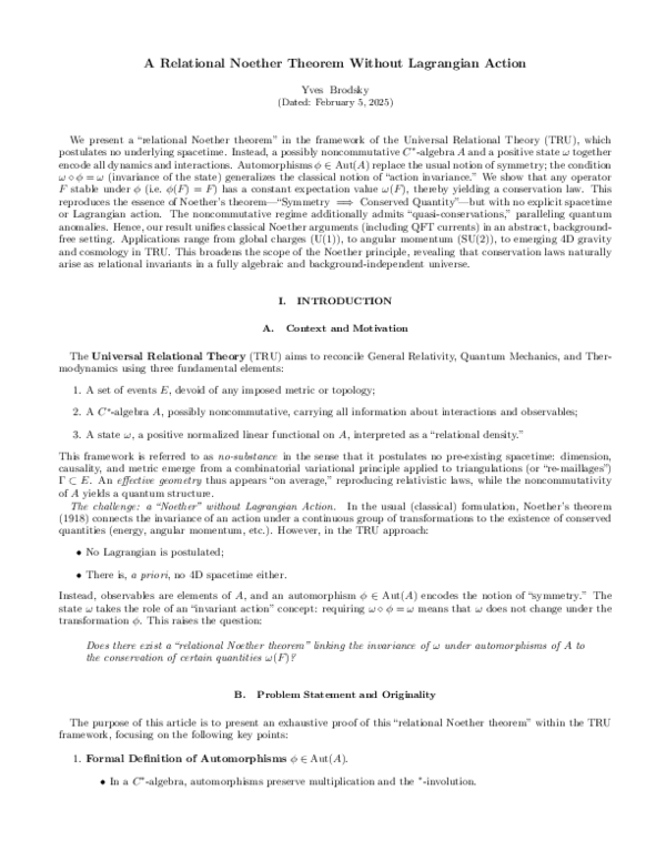 (PDF) A Relational Noether Theorem Without Lagrangian Action